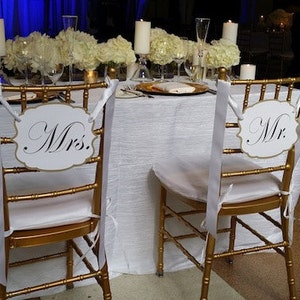 Mr & Mrs Wedding Chair Signs, Wedding Reception Chair signs, image 1