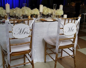 Mr & Mrs Wedding Chair Signs, Wedding Reception Chair signs,