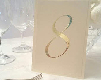 Gold Foil Table Number, Ivory Table number with Gold Number, Gold Table number,Paper Table number