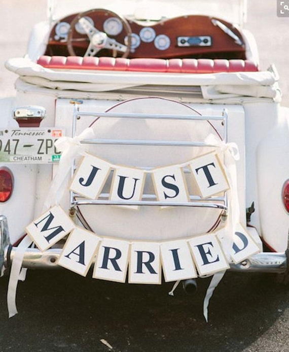 Just Married Car Sign Car Sign Car Banner Bridal Car Sign - Etsy