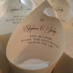 Stephanie & Jaclyn Petal Cone collection, Ivory shimmer Petals cones with ivory ribbon, Petal Cups, wedding petals cones, cones for petals image 3