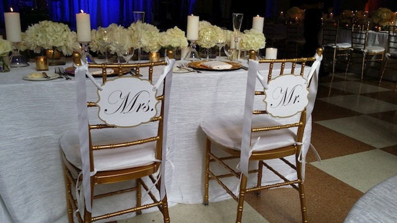 Mr & Mrs Wedding Chair Signs, Wedding Reception Chair signs, image 2