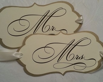 Mr & Mrs. Wedding Chair Signs (April Collection), Chair signs, Wedding Chair Signs