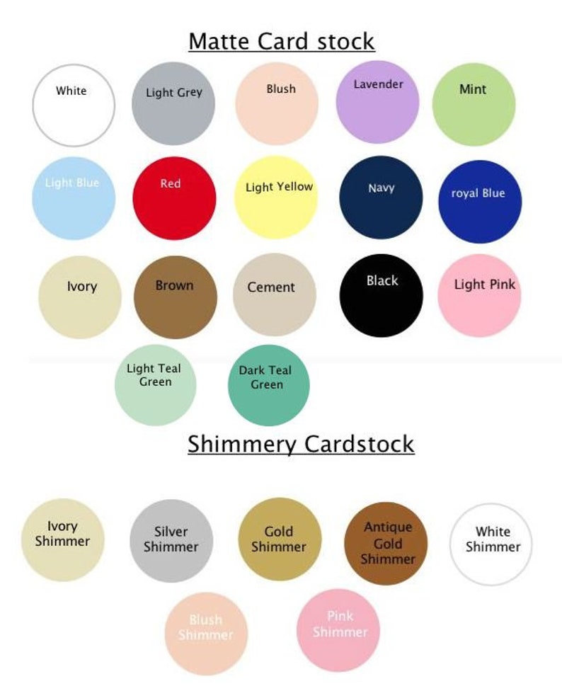 Puede incluir: Una tabla de colores que muestra diferentes opciones de cartulina para manualidades de papel. La tabla incluye colores de cartulina mate como blanco, gris claro, rubor, lavanda, menta, azul claro, rojo, amarillo claro, azul marino, azul real, marfil, marr&oacute;n, cemento, negro, rosa claro, verde turquesa claro y verde turquesa oscuro. La tabla tambi&eacute;n incluye colores de cartulina brillante como marfil brillante, plata brillante, oro brillante, oro antiguo brillante, blanco brillante, rubor brillante y rosa brillante.