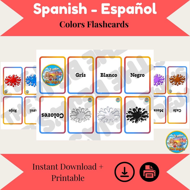 Spanish Colors Flashcards for Kids & Beginners | Printable Spanish ...