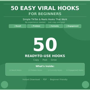 50 ganchos virales fáciles para principiantes / Ganchos sencillos para TikTok y Reels que funcionan