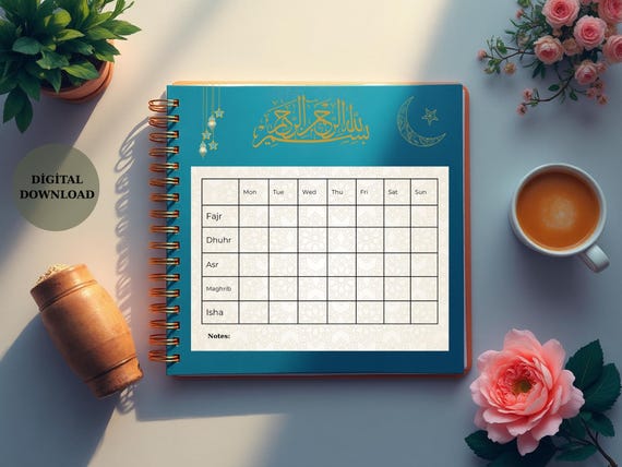 İslamic planner /Salah Habit Tracker Printable | Minimal Islamic Prayer Tracker (PDF Download)