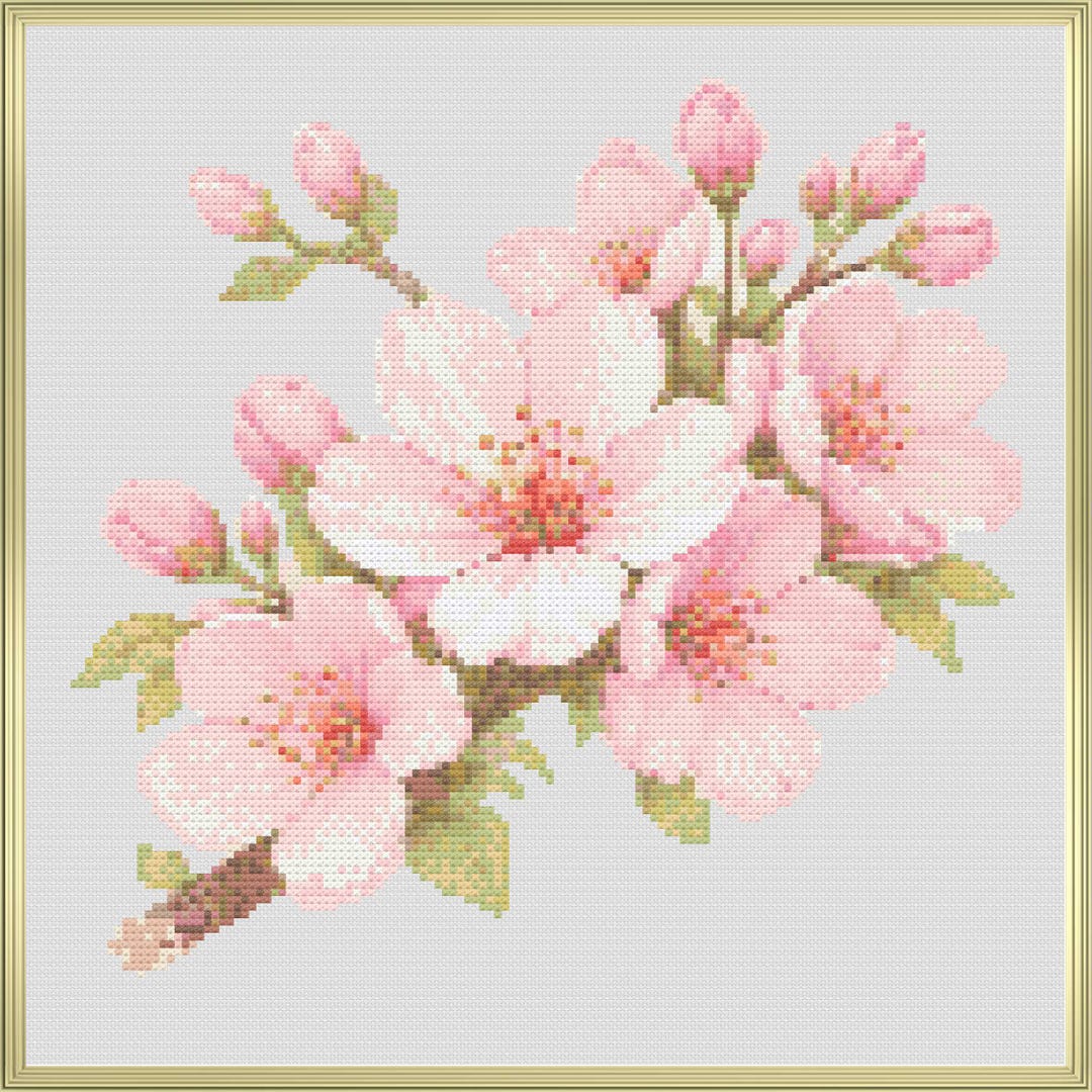 Cherry Blossom Cross Stitch Pattern PDF, Sakura Embroidery, Floral ...