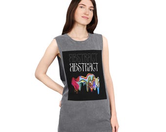 Abstract Drip Art tank top | Stonewash Grey