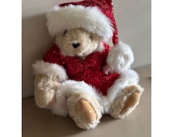 The Vermont Teddy Bear Company Christmas Bear – Santa Sequin Outfit