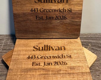 Housewarming Gift, Personalized Wedding Gift, Coaster Set, Anniversary, Gift for Her, Engagement, Bridal, Realtor Gift for New Homeowner