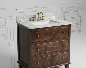 DIY Faux Vintage Dresser Vanity Plans - Antique Style Bathroom Console - PDF Woodworking Guide