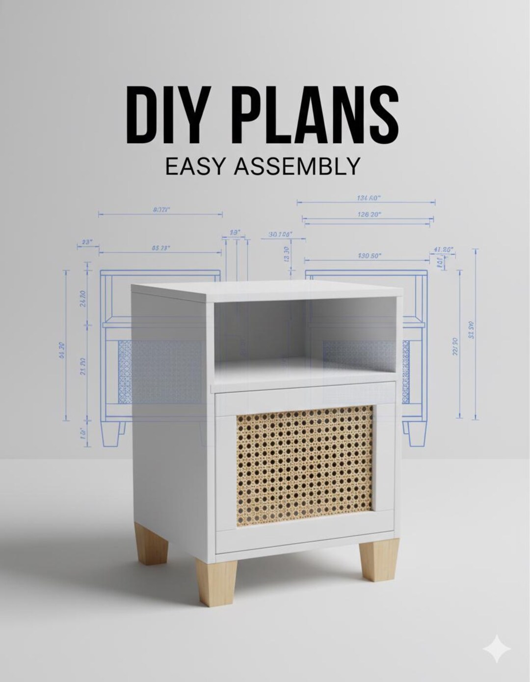 Boho Cane Nightstand Plans - DIY Rattan Bedside Table - Modern Wood ...