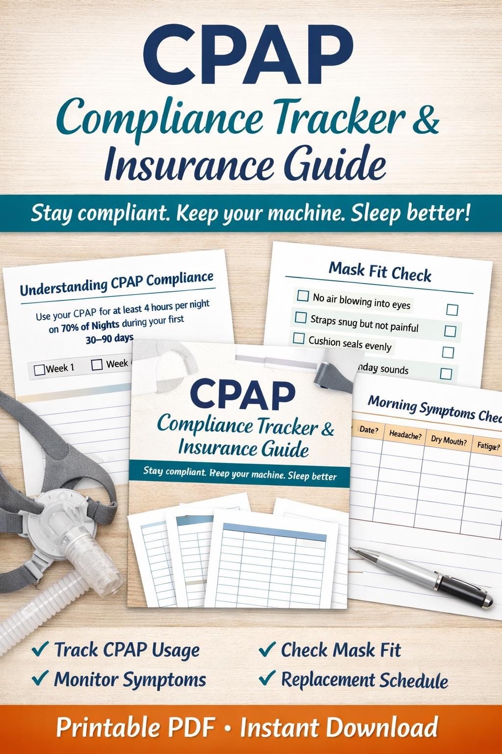 CPAP Compliance Tracker & Insurance Guide / Printable Sleep Apnea Log ...