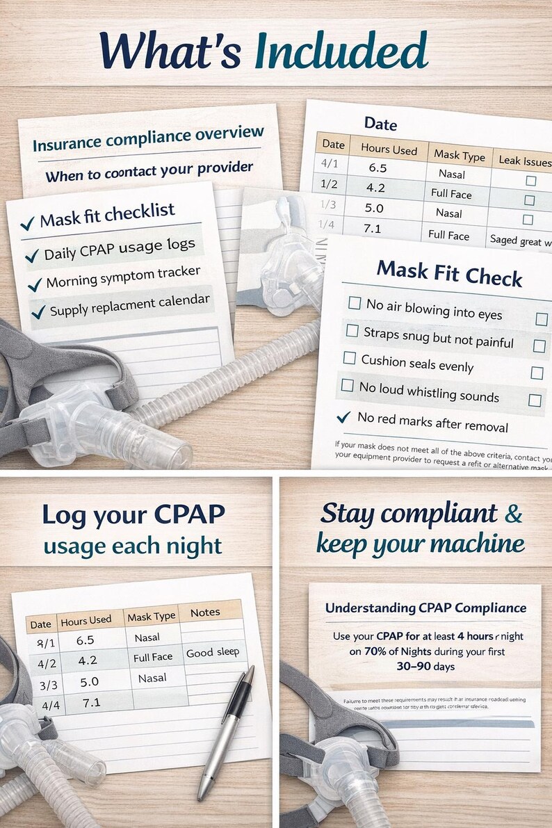 CPAP Compliance Tracker & Insurance Guide / Printable Sleep Apnea Log ...