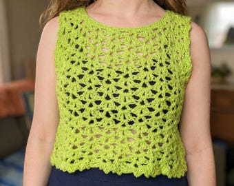 Häkelanleitung für Tank Top, ärmelloses Crop Top mit Stichstich (PDF Download)