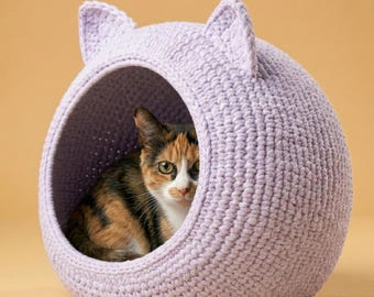 Katzen Häkelhaus-Anleitung - Gemütliches Katzenhöhlenbett (PDF Download)