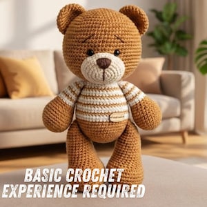 Amigurumi Crochet Teddy Bear Pattern | Classic Plush Toy with Sweater (PDF Pattern