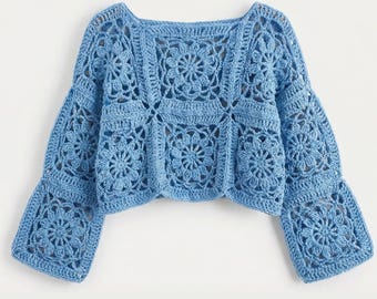 Crochet Grandma Square Bolero Anleitung: Übergroßer Bolero mit einer Glocke (Digitaler Download)