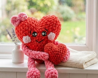 Herz umarmendes Herz Häkelanleitung - Amigurumi-Plüschtier aus Samt (PDF Pattern)