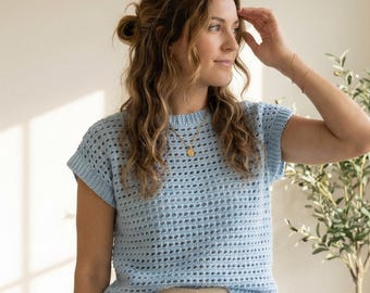Boho Netz Häkelanleitung PDF | Straßenlaterne Pullover Top | Einfach gehäkeltes Shirt | XS–5X | Sofort Download