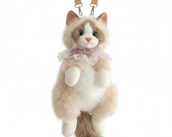 Plush Cat Backpack with Music Feature for Kids, Kawaii Kitty Bag.