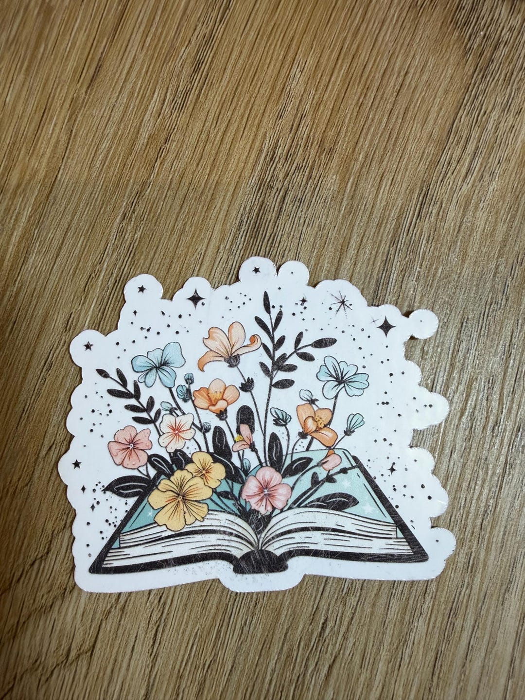 Floral Open Book Sticker - Etsy