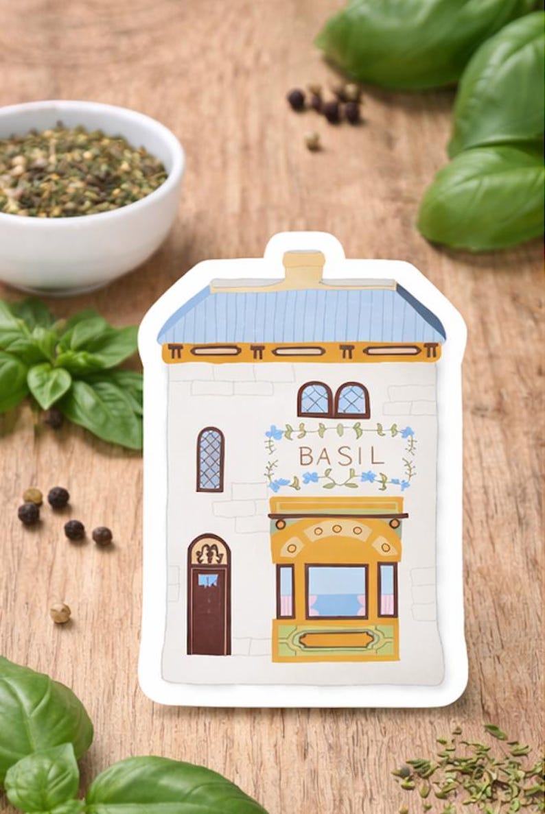 Basil Herb Cottage Sticker | Waterproof Vinyl Decal for Laptops ...