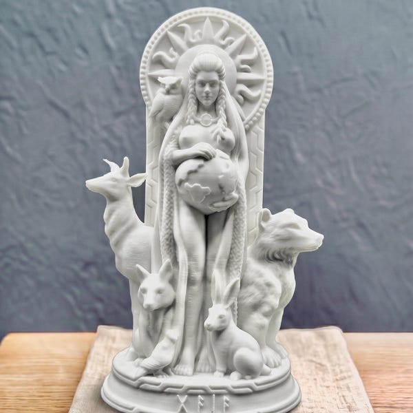 Gaia Devotional Statue | Earth Mother Goddess of Abundance | Pagan Altar Piece & Green Witch Decor | 3D-Printed Sacred Sculpture