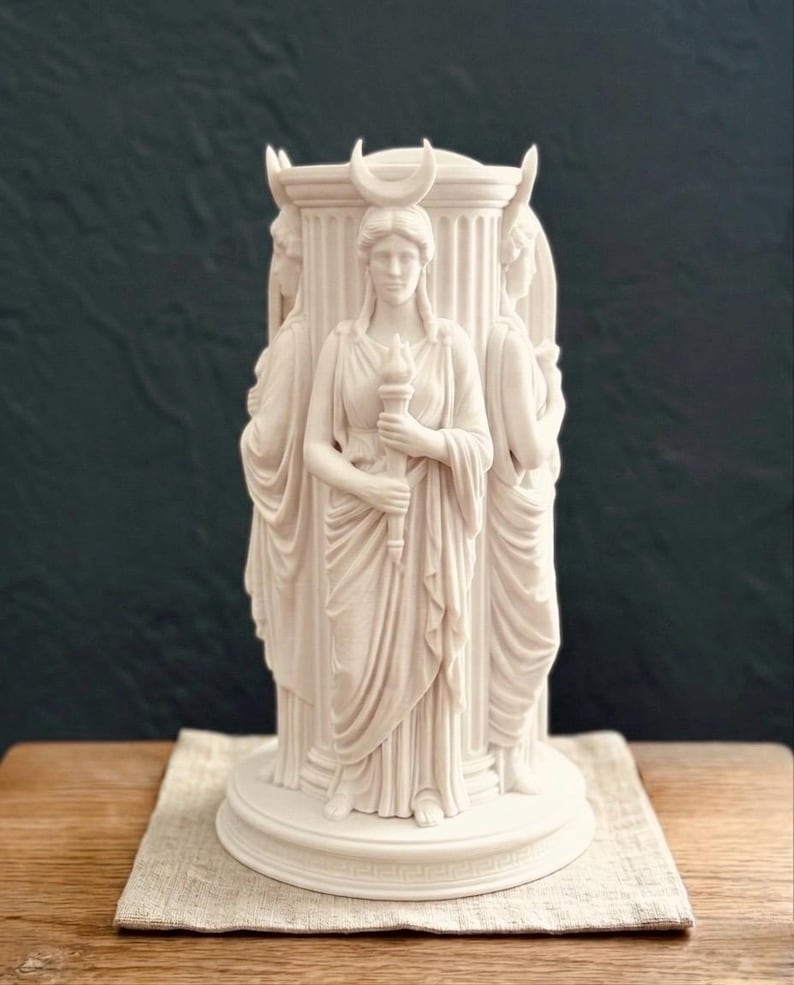 Hecate Statue Devotional Altar Tool | Wall Hanging Goddess Hekate Sculpture | Pagan Wiccan Witchcraft Decor | Wheel of Hecate, Key, Torch image 6