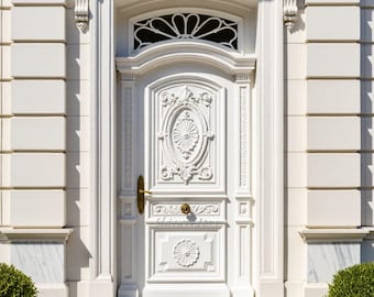 Elegant handsnidad trädörrdesign för lyxig hemingång