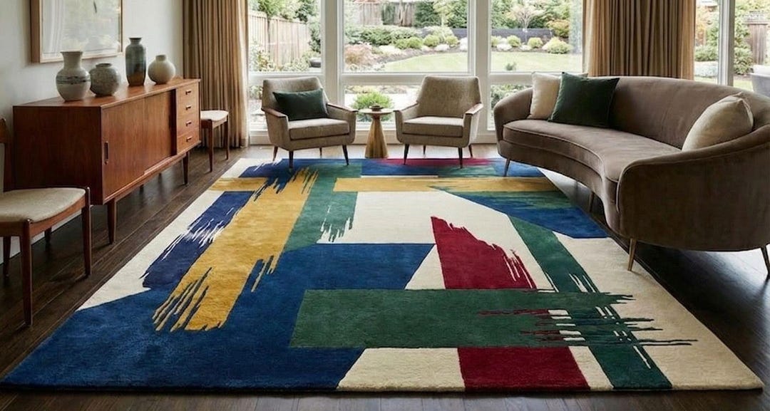 Handmade Tufted Abstract Area Rug – Custom Velour Wool Carpet . - Etsy