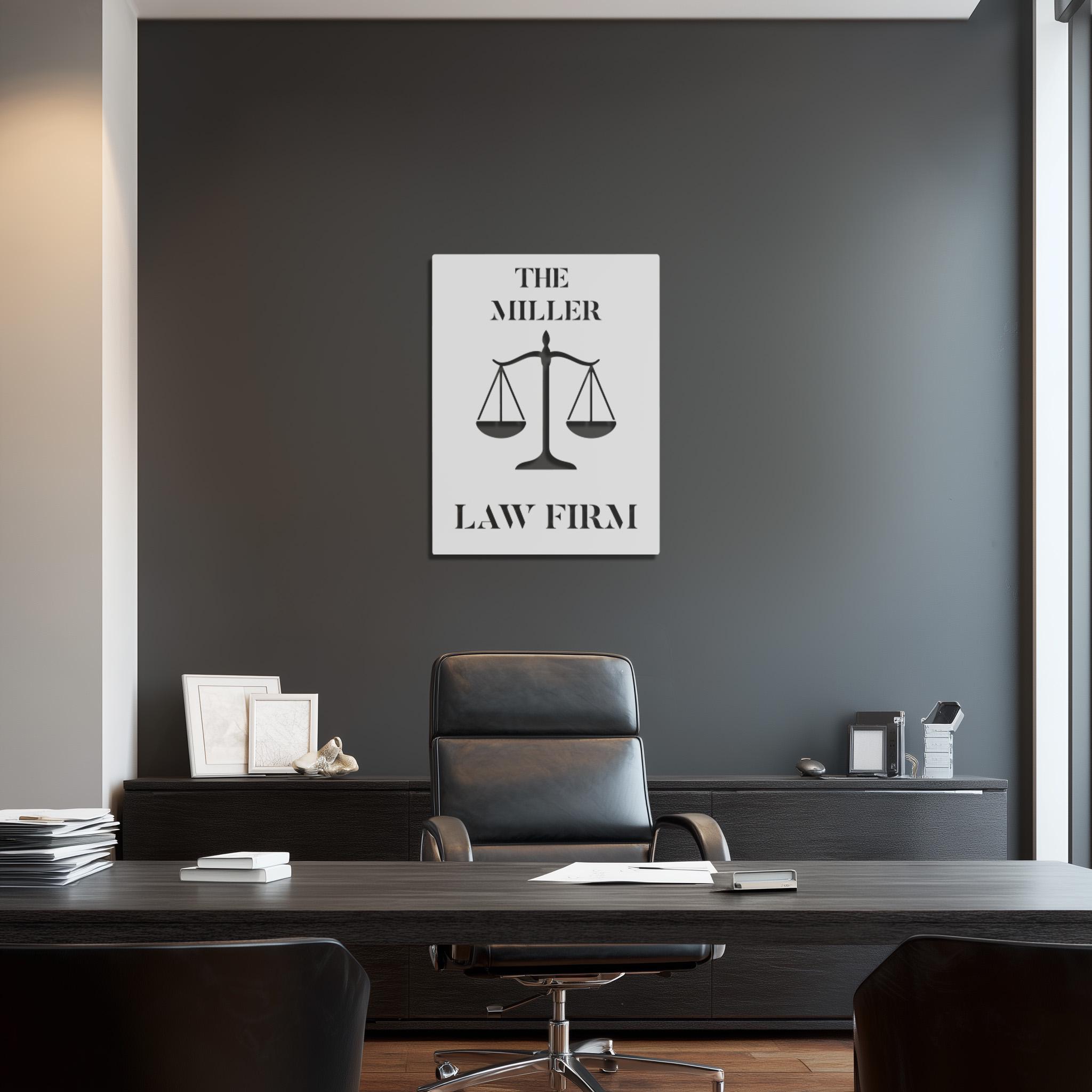 Personalized Law Firm Metal Wall Art Justice Scale Sign | Custom ...