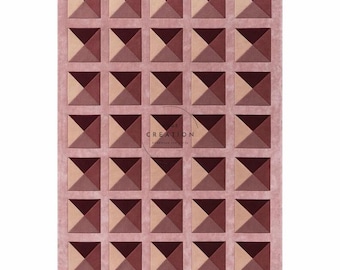 Alfombra geométrica rosa de 8x10, tejida a mano, alfombra moderna, alfombra de lana de lujo, alfombra abstracta a cuadros para sala de estar.