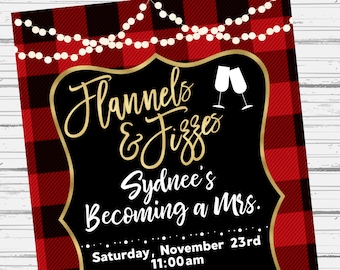 Flannel - Fizz Bridal Shower Bachelorette Invitation - Fichier numérique