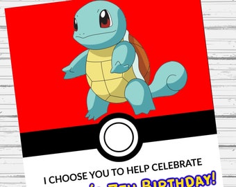 Pokemon Squirtle Birthday Invitation - Imprimé