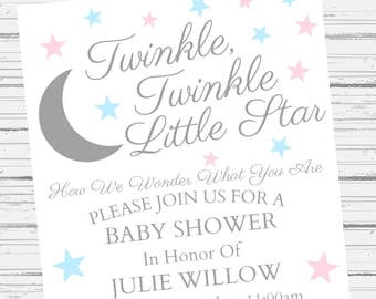 Twinkle Twinkle Little Star Baby Shower Invitation - Fichier numérique