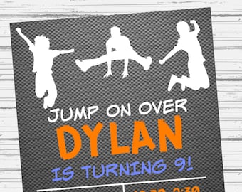 Jump Park Invitation anniversaire, Trampoline Park Bday Inviter- Fichier numérique