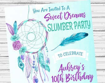 Dream Catcher Sleep Over Birthday Invitation - Imprimé