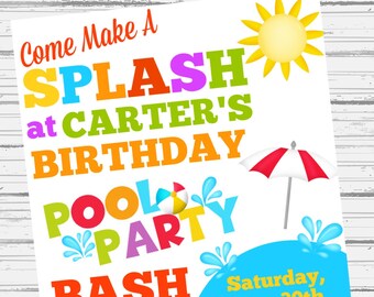 Pool Party Birthday Bash Invitation - Fichier numérique