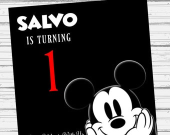 Mickey Mouse vintage Birthday Invitation - Fichier numérique
