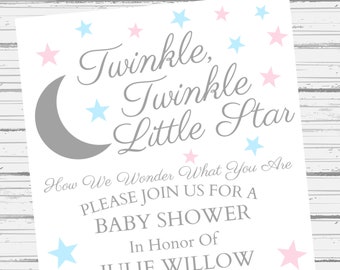 Twinkle Twinkle Little Star Baby Shower Invitation - Imprimé
