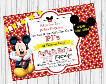 Invitation d’anniversaire Mickey Mouse-fichier numérique