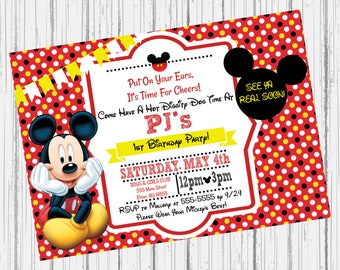 Mickey Mouse Birthday Invitation - Printed