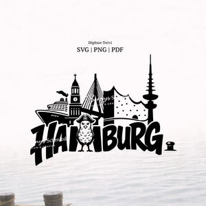 Hamburg SVG Datei – Piraten Möwe und Wahrzeichen | Hamburg Plotterdatei svg png pdf | für Plotter und Laser (SVG File for Plotter & Laser)