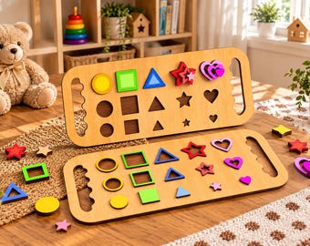 Kids Shape Sorting Board SVG | Montessori Learning Toy Laser Cut File | Wooden Shape Puzzle SVG | 3mm Plywood
