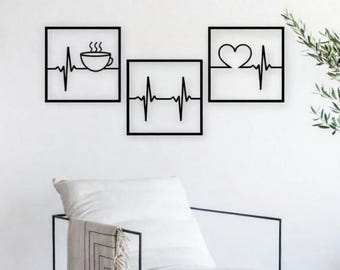 Heartbeat Wall Art SVG | Coffee, Love, ECG Decor (Digital Download)