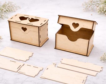 Wooden Heart Box SVG | Laser Cut Jewelry Storage Chest (Digital Download)