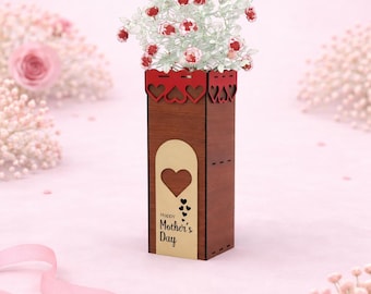 Mother's Day Flower Box SVG, Laser Cut Wooden Gift Holder (Digital Download)