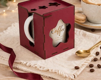 Mug Box SVG | Laser Cut Coffee Holder File | Gift Packaging (3mm)